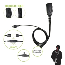 PRYME SNP-1W-H8-BF Microfono con cable de fibra trenzada serie SNAP compatible con HYTERA X1E/P Z1P AND PD6.