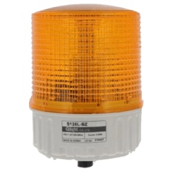 QLIGHT S125L-BZ-110-A Luz estroboscópica LED Ámbar, 110 VCA de Montaje en Panel / Selección de Función Steady/Flashing con Buzzer de 90 dB integrado