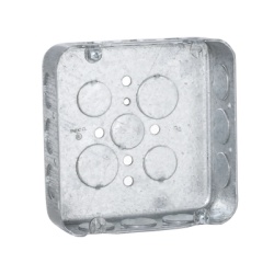 RACO HUB-245 Caja Cuadrada 4 11/16"/ Profundidad 1 1/2"/ 15 Entradas 1/2" 2 Entradas 3/4"/ Troquelada.