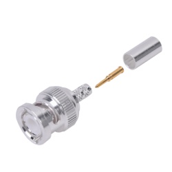 RF INDUSTRIES LTD RFB-1106-2ST Conector BNC Macho de Anillo Plegable para Cable LP-142 LP-195 LMR-195 RG-58/U RG-142/U Plata/Oro/Teflon.