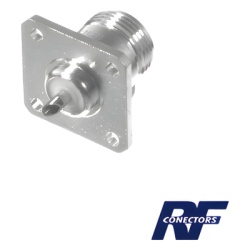 RF INDUSTRIES LTD RFN-1021-2 Conector N Hembra montaje chasis de 4 perforaciones a 18 mm.