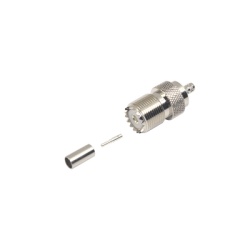RF INDUSTRIES LTD RFU-527 Conector UHF Hembra (SO-239) en Linea de Anillo Plegable para Cable RG-58/U RG-142/U Niquel/ Plata/ Delrin.