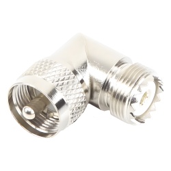RF INDUSTRIES LTD RFU-532 Adaptador en Angulo Recto de Conector UHF Macho (PL-259) a UHF Hembra (SO-239) Niquel/ Oro/ Delrin.