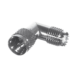 RF INDUSTRIES LTD RFU-630 Adaptador en Angulo Recto de Conector Mini-UHF Macho a Mini-UHF Hembra Ingleteado Niquel/ Oro/ Teflon.