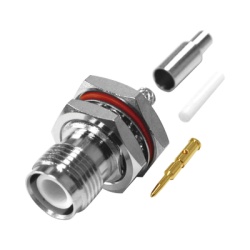 RF INDUSTRIES LTD RP-1212-B1 Conector TNC Hembra Inverso de Montaje Trasero en Panel D-Plano Hermetico de Anillo Plegable para RG-316/U Niquel/ Oro/ Teflon.