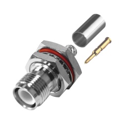 RF INDUSTRIES LTD RP-1212-C-03 Conector TNC Hembra Inverso de Montaje Trasero en Panel D-Plano Chaflan en Rosca a 45 Grados Hermetico de Anillo Plegable para RG-58/U Niquel/ Oro/ Teflon.