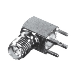 RF INDUSTRIES LTD RP-3300-1 Conector SMA Hembra Inverso en Angulo Recto con PIN Terminal y 4 Patas para Montaje PCB Coaxial Oro/ Oro/ Teflon.