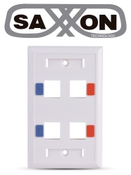 SAXXON TCE339085 SAXXON A1754E - Placa de pared / Vertical / 4 Puertos tipo keystone / Color blanco / Con etiquetas