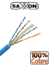 SAXXON TVD119025 SAXXON OUTP6COP100B - Bobina de Cable UTP Cat6 100% Cobre/ 100 Metros/ Color Azul/ Uso Interior/ Soporta Pruebas de Rendimiento/ Cert ISO9001/ UL 444/ RoSH/ ANSI/ TIA/ EI