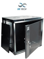SBE TECH SBT0420013 SBE TECH GNLPAR16URP - Gabinete de pared de 16UR 600x600x850 mm con paneles laterales desmontables puerta delantera de cristal templado de 5mm y puerta trasera de acero SPCC de 1