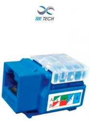 SBE TECH SBT1610006 SBE TECH 2302BL- Modulo jack keystone RJ45 8 hilos CAT 5e compatible con calibres AWG 22-26 color azul