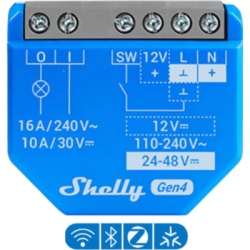 SHELLY SHELLY1GEN4 Relevador inalambrico inteligente 16A 110-240 V / 1 salida de contacto seco / compatible con asistente de voz Alexa Google Home / Wifi 2.4