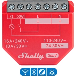 SHELLY SHELLY1PMGEN4 Relevador inalambrico inteligente 16A 110-240 V / medicion de consumo / compatible con asistente de voz Alexa Google Home / Wifi 2.4