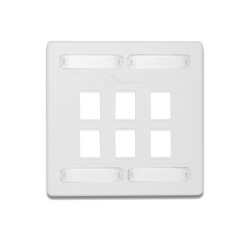 SIEMON 10GMX-FPD06-02 Placa de Pared Doble Modular 10G MAX de 6 Salidas Color Blanco