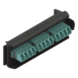 SIEMON LVA12-LCQ-BC-A Placa Acopladora LightVerse 6 Conectores Duplex LC/UPC Acepta hasta 12 Fibras Multimodo OM3 y OM4 (No Shuttered)