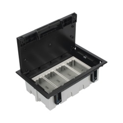 SIMON SM-CPF-4 Caja Para Instalacion en Piso Falso para Voz Datos o Contactos Electricos / Capacidad para 4 Modulos / Espacio Embellecedor en la Tapa / Profundidad Ajustable de 90 a 120 mm (3.54 a 4.7