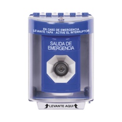 STI SS2-473-EX-ES Boton de Salida de Emergencia Texto en Espanol Tapa Protectora de Policarbonato Super Resistente Llave para Activar