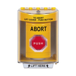 STI SS2274AB-EN Boton de Abortar Texto en Ingles Tapa Protectora de Policarbonato Super Resistente Momentaneo