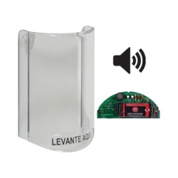 STI STI-6517A-ES Cubierta Protectora De Policarbonato Super Resistente Con Sonido Texto En Espanol Para Botones Multiusos Serie Stopper Station De STI