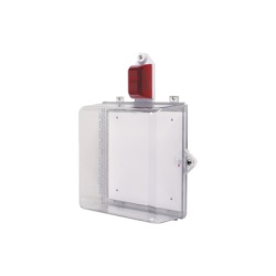 STI STI-7535 Gabinete Mediano de Policarbonato Transparente Super Resistente con Sirena/Estrobo y Cerradura Manual