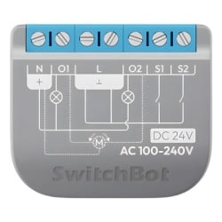 SWITCHBOT SWITCHBOTRELSW2PM Relay Switch Inteligente 2 Canales / WiFi + BLE / Medicion Consumo / 10A por Canal / Proteccion Sobrecarga / Compatible Matter / 42 x 36 x 16 mm (1.7 x 1.4 x 0.6 in)