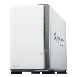 SYNOLOGY DS223J NAS DiskStation DS223j | 2 Bahias | CPU Realtek RTD1619B 1.7 GHz | 1 GB DDR4 | Puerto 1GbE RJ-45 | USB 3.2 Gen 1 | Compatible con HDD y SSD | Synology DSM | RAID 0 1 JBOD | SMB AFP NFS