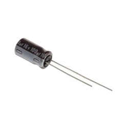 Syscom 0100M0016V Capacitor Electrolitico de Aluminio Radial de 100 ÂµFd 16 Vcc 105 Â°C 5.0 x 11 mm.