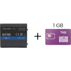 Teltonika RUT200+1GBYOBI Router Celular Industrial / 4G LTE Cat 4 150 Mbps / Wi-Fi 2.4 GHz / 2 Puertos Ethernet / Operación -40°C a 75°C / Gestión RMS