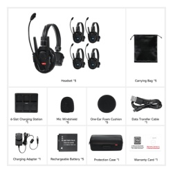 TX PRO TXPRO5 Kit Intercomunicadores Inalámbricos / Full-Duplex Simultáneo / Alcance 500 m (1640 ft) / Latencia 80 ms / AEC 2.0 / Batería 24 Hrs / USB-C / Hasta 13 Unidades - Img 2
