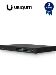 UBIQUITI UBI097001 UBIQUITI ES-24-250W - Edge Switch Gigabit PoE 250W de capa 2 administrable con 24 puertos Gigabit y 2 puertos SFP. Capacidad de conmutacion de 52 Gbps.