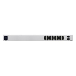 UBIQUITI USW-16-POE Switch PoE Administrable / 16 Puertos Gigabit / 8 Puertos PoE 802.3af/at / 2 SFP 1G / 42W / 1U Rack / 1.43 x 7.87 x 17.42 pulgadas