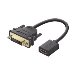 UGREEN 20118 Convertidor DVI Macho a HDMI Hembra | Bidireccional | DVI 24+1 | 1080P@60Hz | Cable de 22 cm (8.66 Pulgadas) | Negro