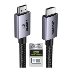 UGREEN 25910 Cable HDMI 2.1 de 8K@60Hz | 2 Metros (6.56 Pies) | 48Gbps | HDR10+ | 3D Inversivo | eARC | Dolby ATMOS | VVR | QMS | QFT | ALLM | 3 Modos de Visualizacion | Certificado HDMI 8K | Niquelad