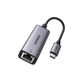 UGREEN 50737 Adaptador de Red USB-C 3.1 (5 Gbps) a RJ45 | Thunderbolt 3 | Admite 10/100/1000 Mbps | Chip Inteligente | Amplia Compatibilidad | Caja de Aluminio | Longitud del cable 10 cm.