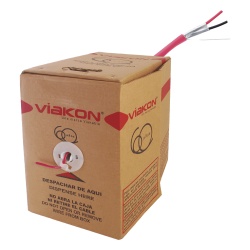 VIAKON 9422 Bobina de 305 Metros (1000 Pies) de Alambre 2 x 18 AWG Blindado Color Rojo FPLR Incendio Hecho en Mexico
