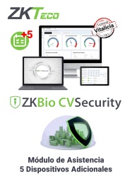 ZKTECO ZKT0820118 ZKTECO ZKBIOCVTAADDONP5 - Modulo Vitalicio de Asistencia para BioCVsecurity / 5 Terminales Extra /Solo Disponible cuando ya se tiene una Licencia de mas de 25 Puntos y menos de 100.