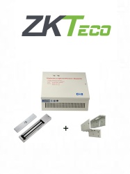ZKTECO ZKT0850007 ZKTECO LM200YPAK - Contrachapa magnetica de 200 kg o 440 lb incluye soporte de instalacion ZL y Gabinete metalico con salida de 12 VDC a 3A soporta bateria de respaldo