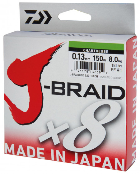 FIR TEXTIL DAIWA J-BRAID X8 CHARTREUSE 006MM/4,0KG/150M