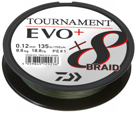 FIR TEXTIL DAIWA TOURNAMENT 8XBRAID EVO+ 020MM / 18KG / 135M