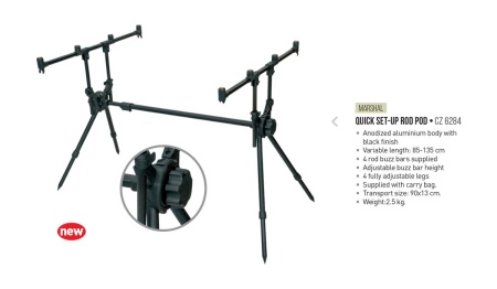 ROD POD CARP ZOOM MARSHAL QUICK SET-UP SET BUZZBAR 3/4 POSTURI