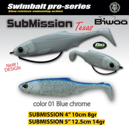 SHAD BIWAA SUBMISSION 4 10CM 01 BLUE CHROME 4BUC/PLIC