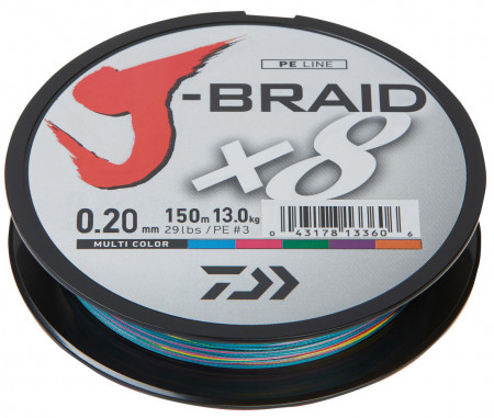 FIR TEXTIL DAIWA J-BRAID X8 MULTICOLOR 028MM / 26.5KG / 300M