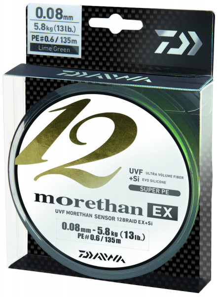 FIR TEXTIL DAIWA MORETHAN X12 EX+SI LIME 012MM//10,2KG/135M