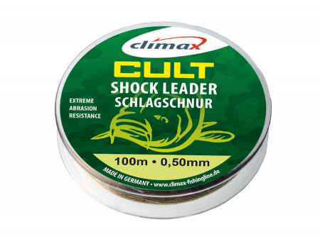 FIR INAINTAS MONOFILAMENT CLIMAX CULT CRAP SHOCK LEADER 100M 0.50MM 35LB 15.5KG CAMOUFLAGE