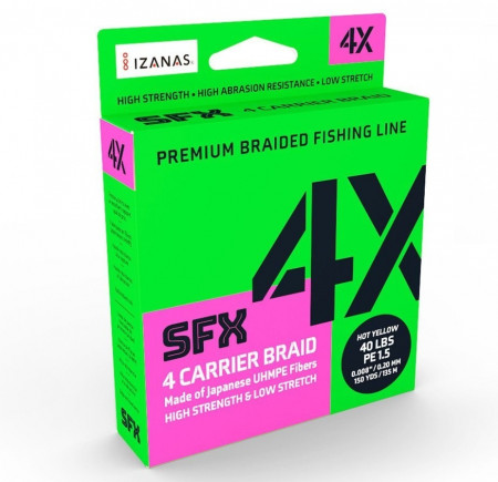 FIR TEXTIL SUFIX SFX 4X BRAID 150YDS 0.205MM / 11.5KG / 25LB / HOT YELLOW