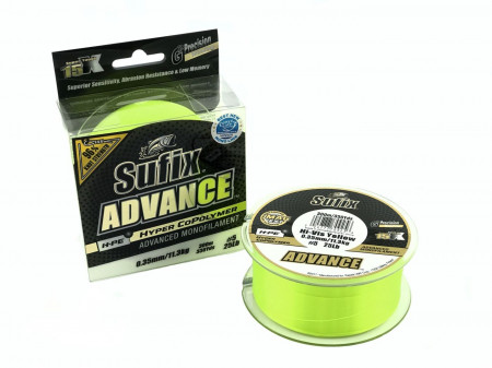 FIR MONOFILAMENT SUFIX ADVANCE 300M 0.20MM 4.5KG 10LB HI VIS YELLOW