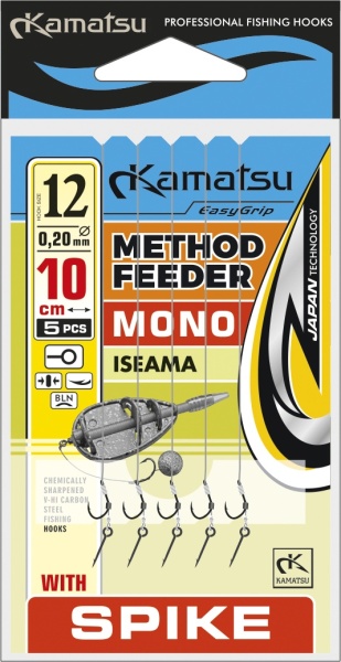 RIG METHOD FEEDER CU SPIN KAMATSU ISEAMA MONOFILAMENT 5BUC 10CM, NR.8, 0.25MM