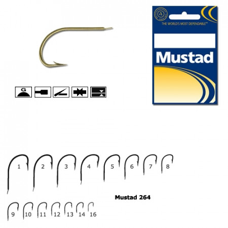 CARLIG MUSTAD CLASSIC MATCH AURIU,REVERS,TIJA SCURTA NR 8 264.8 - 10BUC/PL