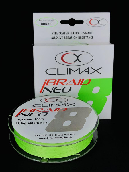 FIR TEXTIL CLIMAX IBRAID NEO X8 FLUO CHARTREUSE 135M 0.10MM 6.7KG