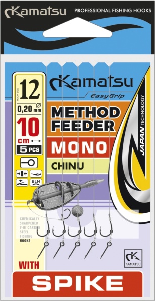 RIG METHOD FEEDER CU SPIN KAMATSU CHINU MONOFILAMENT 5BUC 10CM, NR.6, 0.28MM